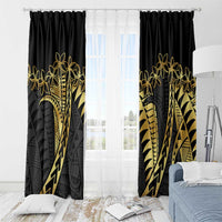 Polynesia Window Curtain Black & Gold Fancy Plumeria LT7 - Polynesian Pride