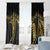 Polynesia Window Curtain Black & Gold Fancy Plumeria