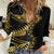 Polynesia Women Casual Shirt Black & Gold Fancy Plumeria