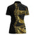 Polynesia Women Polo Shirt Black & Gold Fancy Plumeria