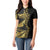 Polynesia Women Polo Shirt Black & Gold Fancy Plumeria