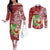 Hawaii Christmas Mele Kalikimaka Couples Matching Off The Shoulder Long Sleeve Dress and Long Sleeve Button Shirt Santa Claus LT7 Red - Polynesian Pride