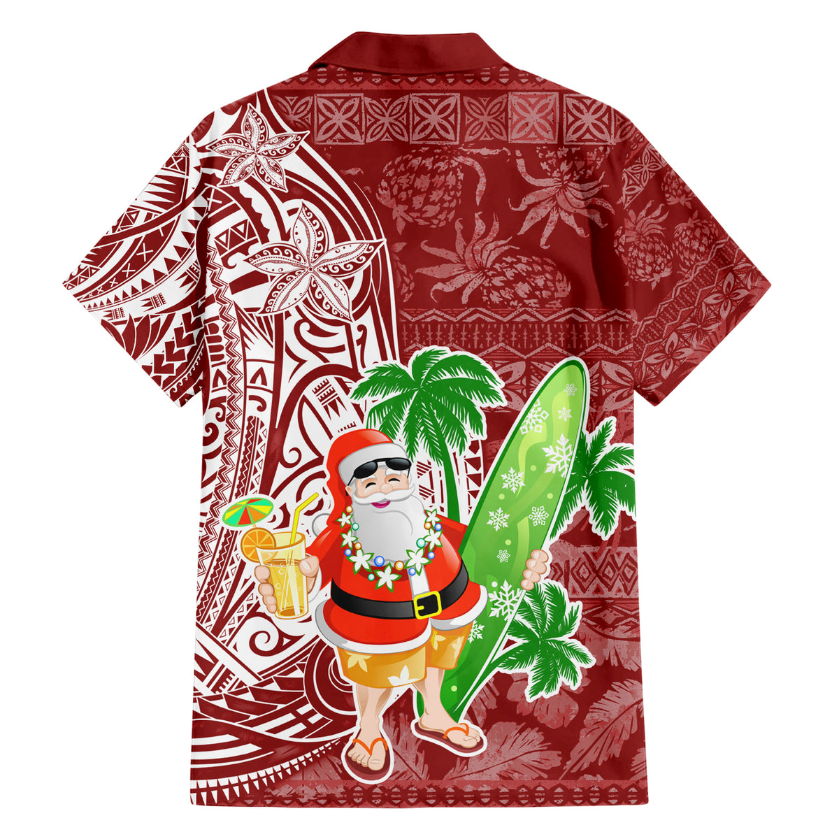Hawaii Christmas Mele Kalikimaka Family Matching Short Sleeve Bodycon Dress and Hawaiian Shirt Santa Claus LT7 - Polynesian Pride