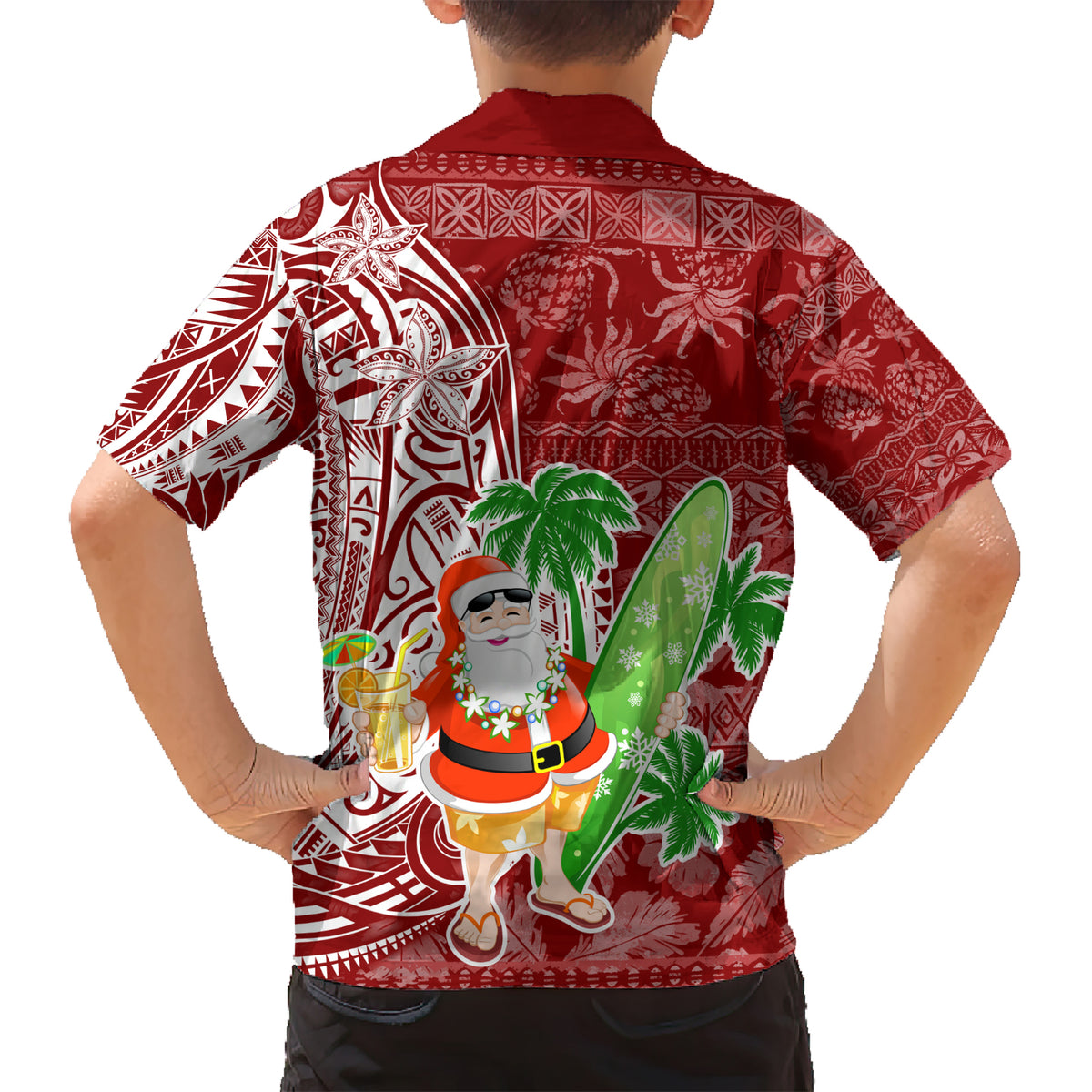 Hawaii Christmas Mele Kalikimaka Kid Hawaiian Shirt Santa Claus LT7 - Polynesian Pride