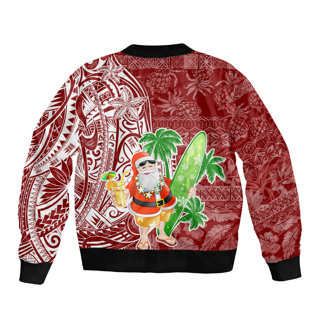 Hawaii Christmas Mele Kalikimaka Sleeve Zip Bomber Jacket Santa Claus LT7 - Polynesian Pride