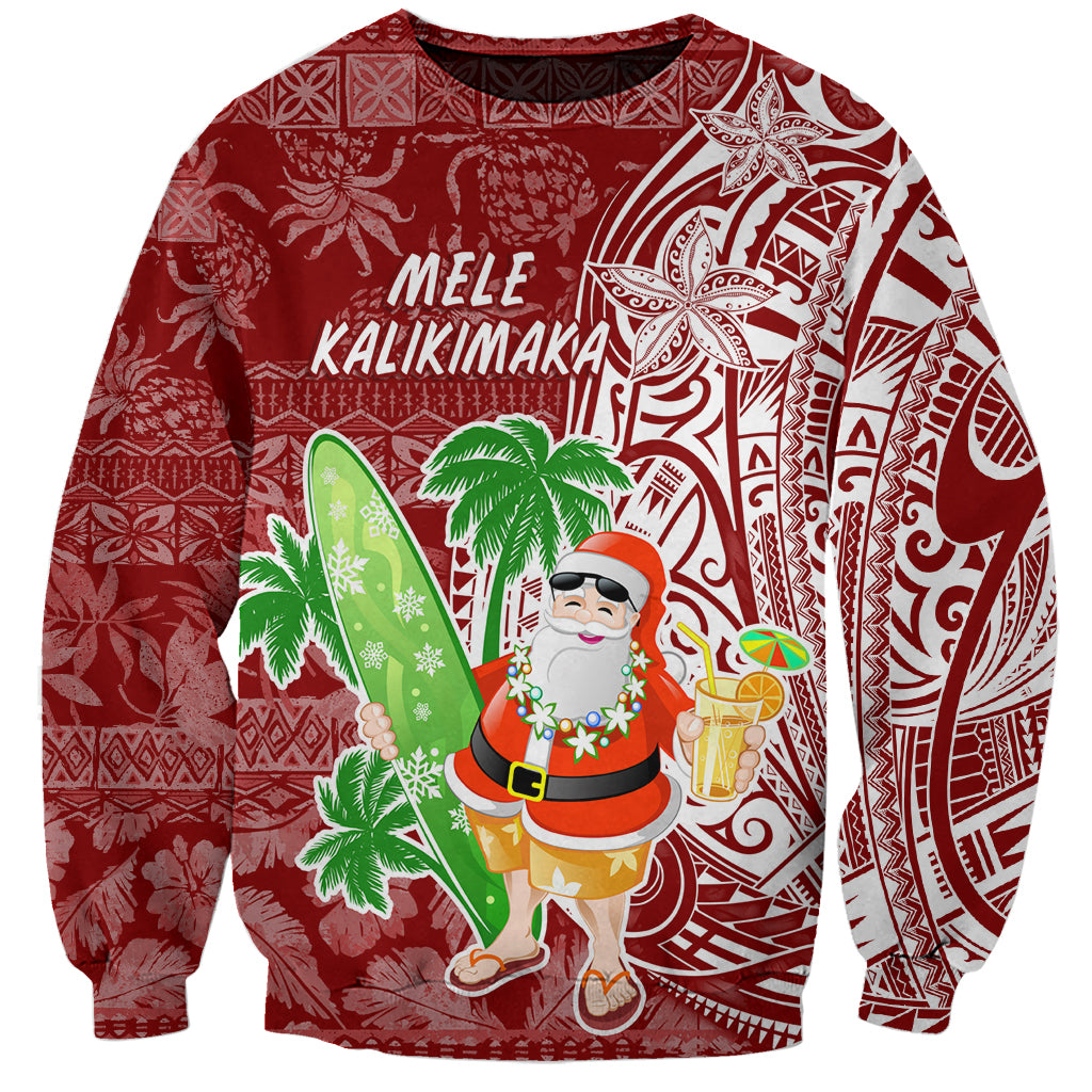Hawaii Christmas Mele Kalikimaka Sweatshirt Santa Claus LT7 Unisex Red - Polynesian Pride