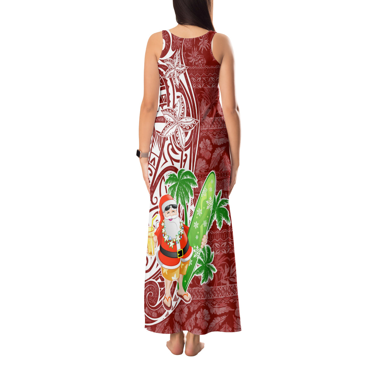 Hawaii Christmas Mele Kalikimaka Tank Maxi Dress Santa Claus LT7 - Polynesian Pride