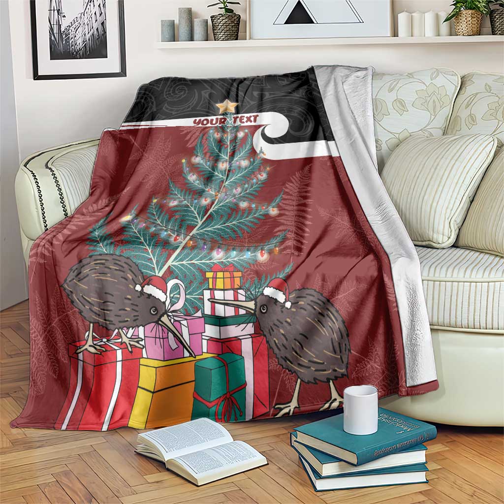 Personalised New Zealand Maori Christmas Blanket Xmas Fern Mix Kowhawhai LT7 Black - Polynesian Pride