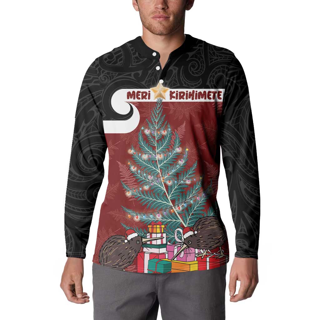Personalised New Zealand Maori Christmas Button Sweatshirt Xmas Fern Mix Kowhawhai LT7 - Polynesian Pride