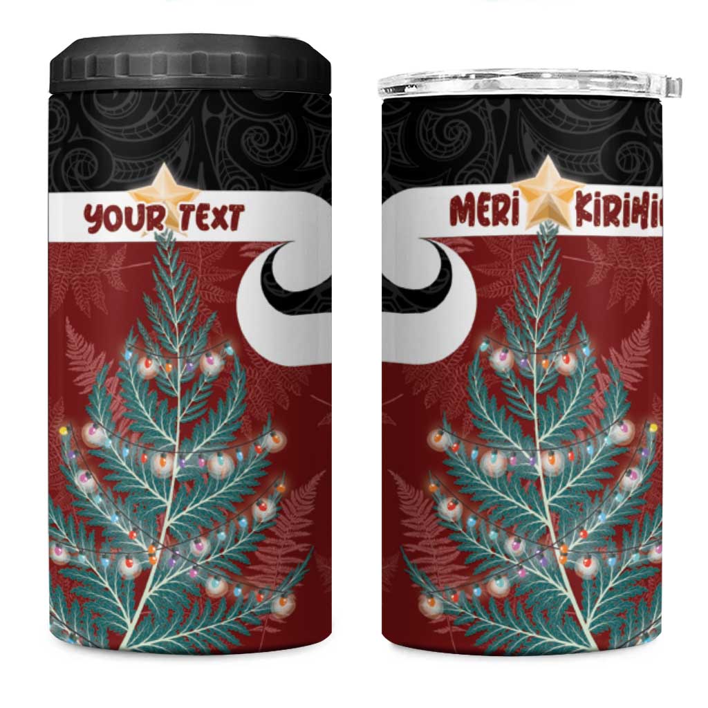 Personalised New Zealand Maori Christmas 4 in 1 Can Cooler Tumbler Xmas Fern Mix Kowhawhai