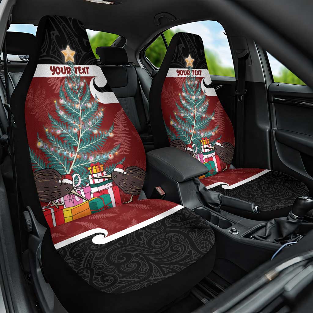 Personalised New Zealand Maori Christmas Car Seat Cover Xmas Fern Mix Kowhawhai