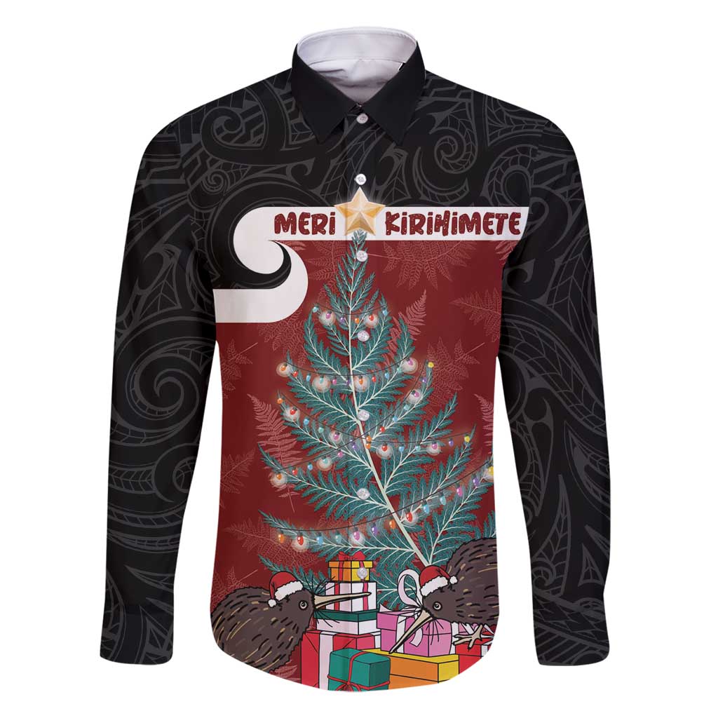 Personalised New Zealand Maori Christmas Family Matching Long Sleeve Bodycon Dress and Hawaiian Shirt Xmas Fern Mix Kowhawhai