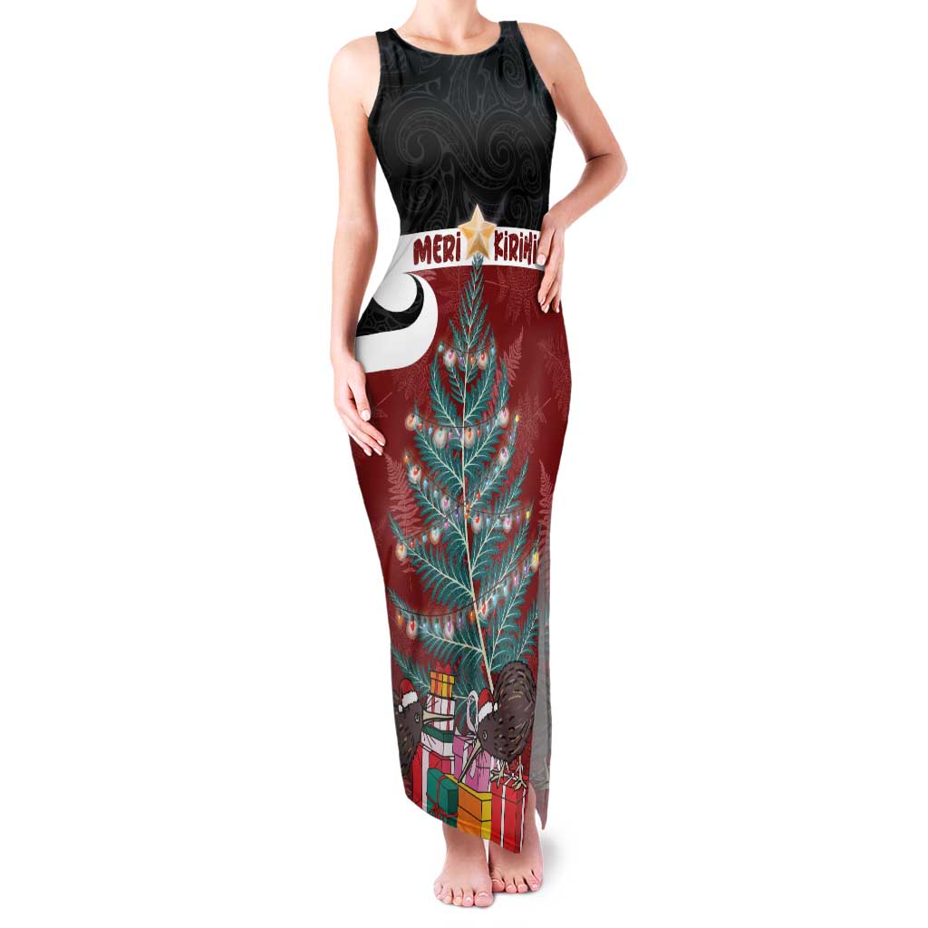 Personalised New Zealand Maori Christmas Family Matching Tank Maxi Dress and Hawaiian Shirt Xmas Fern Mix Kowhawhai