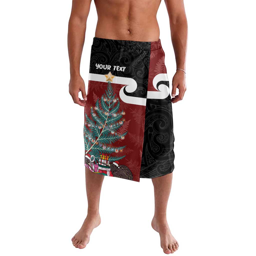 Personalised New Zealand Maori Christmas Lavalava Xmas Fern Mix Kowhawhai LT7 Black - Polynesian Pride