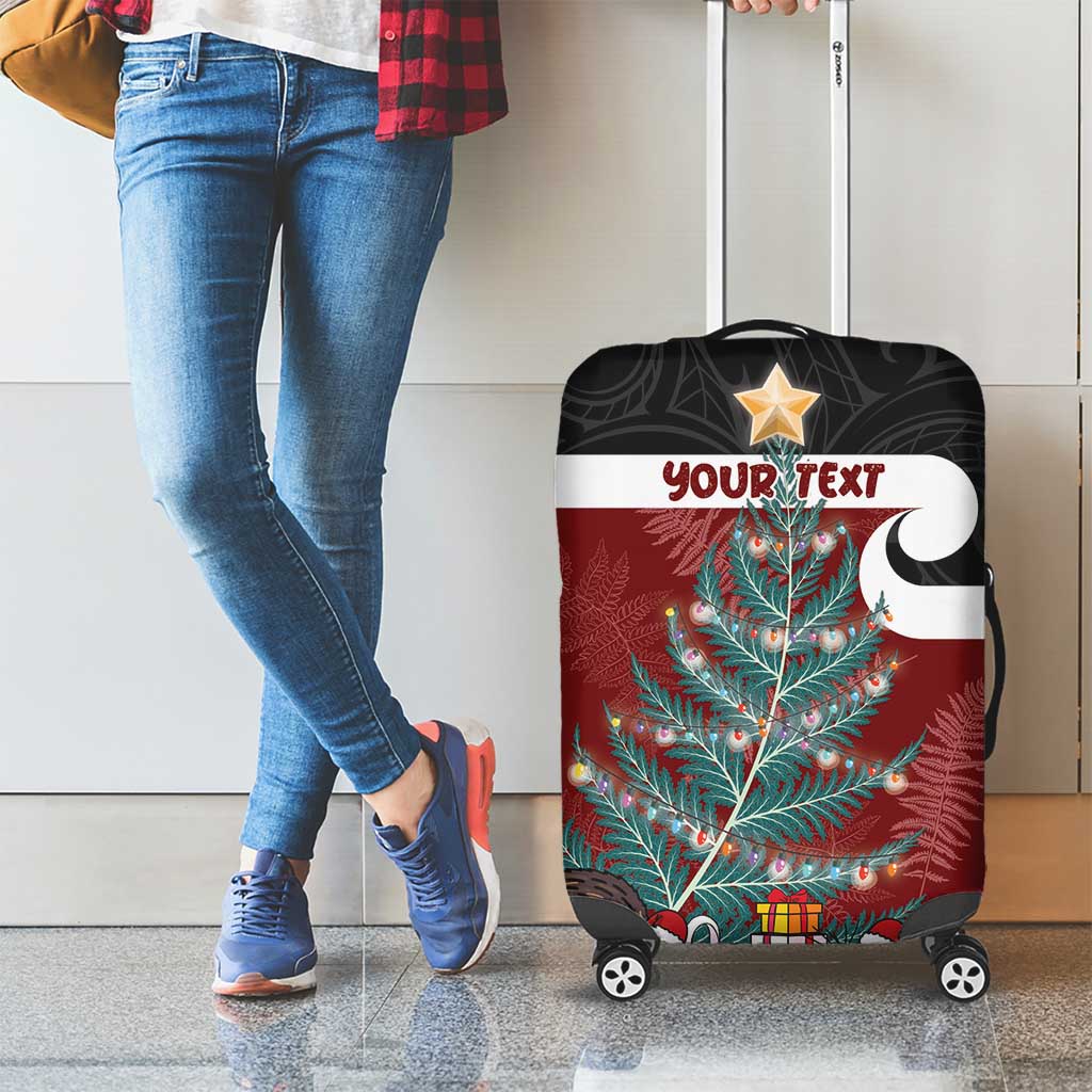 Personalised New Zealand Maori Christmas Luggage Cover Xmas Fern Mix Kowhawhai