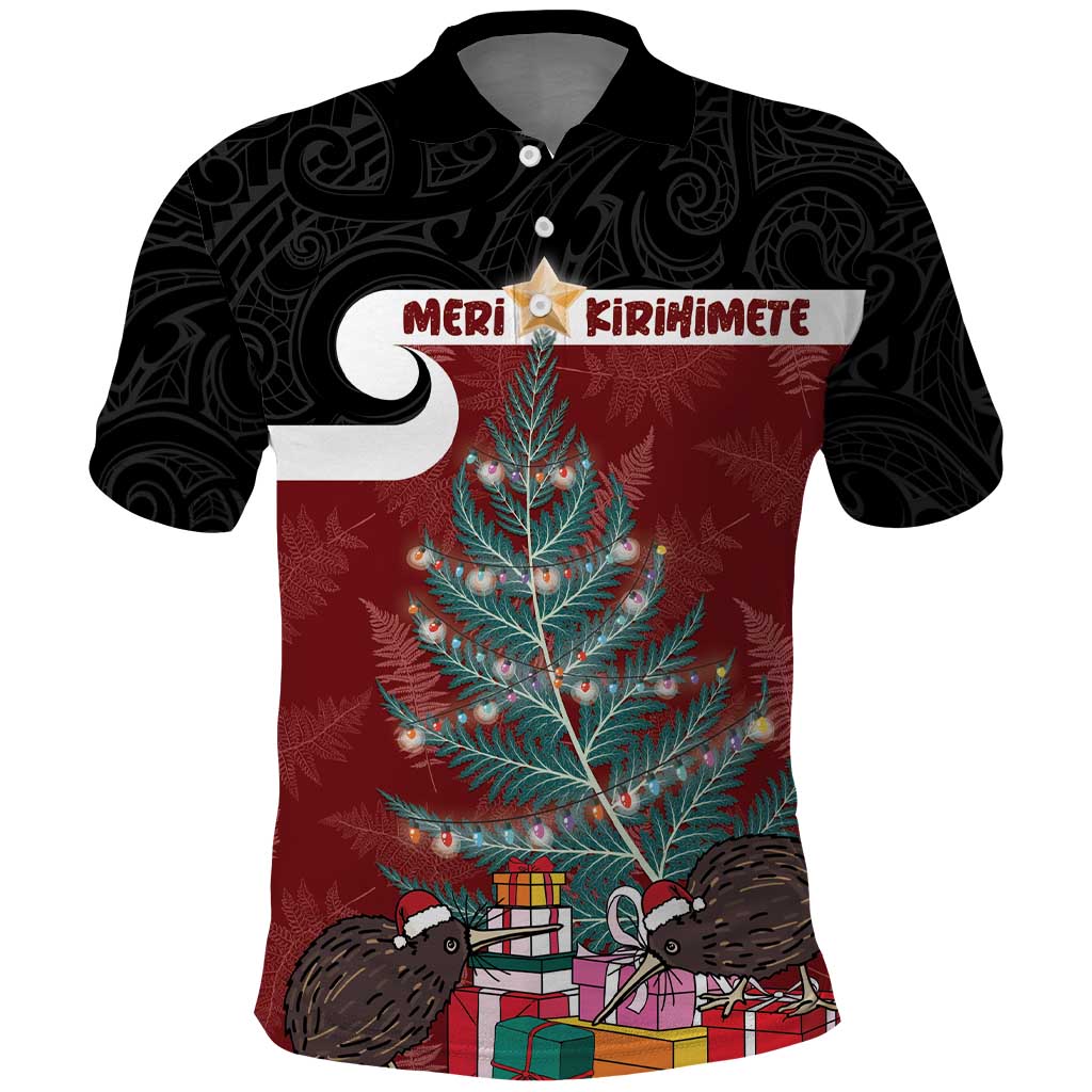 Personalised New Zealand Maori Christmas Polo Shirt Xmas Fern Mix Kowhawhai