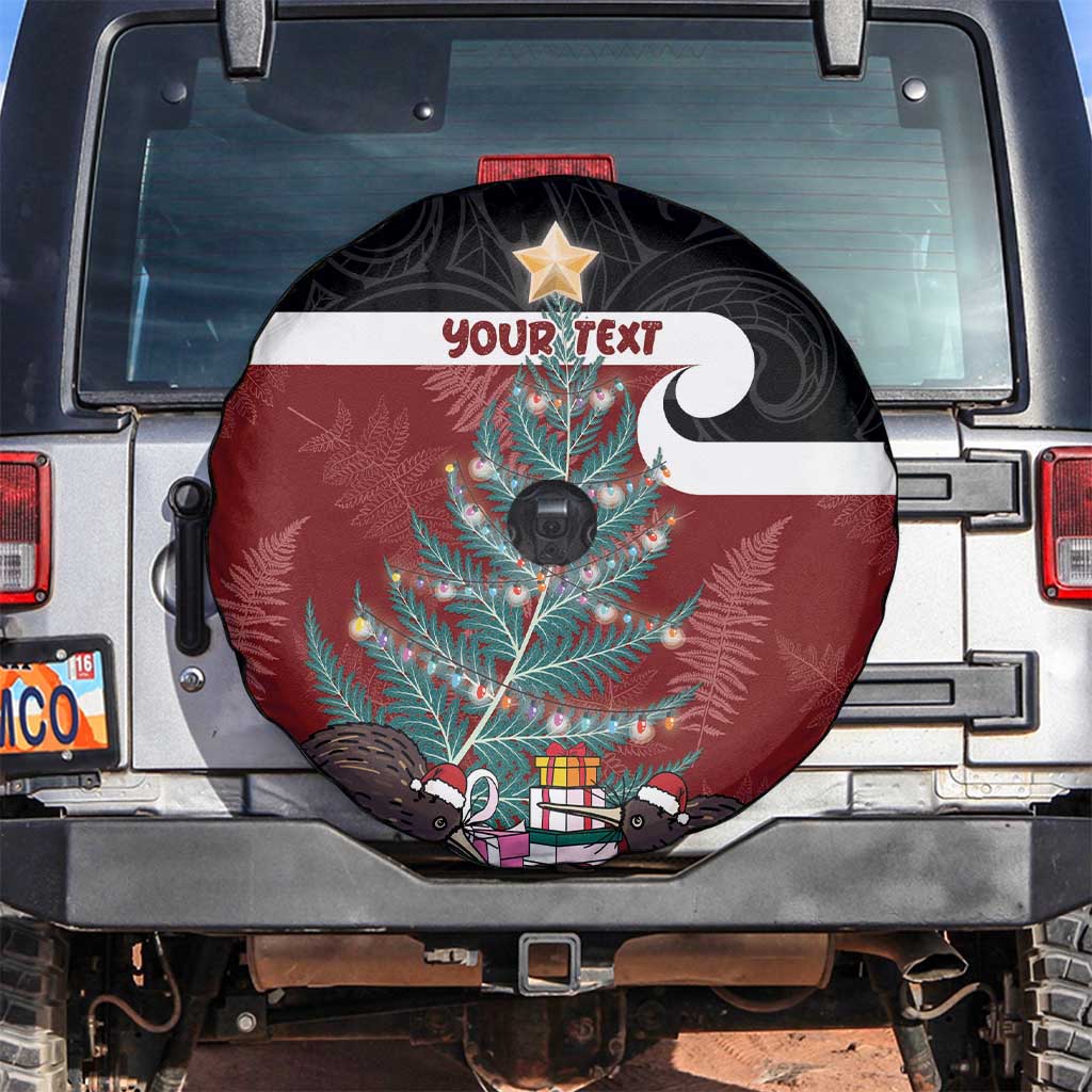 Personalised New Zealand Maori Christmas Spare Tire Cover Xmas Fern Mix Kowhawhai