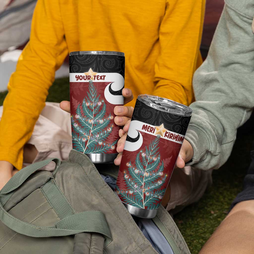 Personalised New Zealand Maori Christmas Tumbler Cup Xmas Fern Mix Kowhawhai