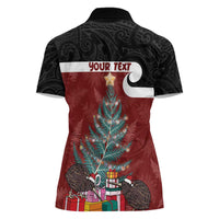 Personalised New Zealand Maori Christmas Women Polo Shirt Xmas Fern Mix Kowhawhai