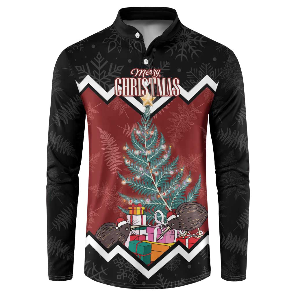 Personalised New Zealand Christmas Button Sweatshirt Xmas Fern and Kiwi Birds