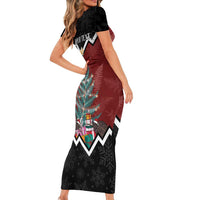 Personalised New Zealand Christmas Family Matching Short Sleeve Bodycon Dress and Hawaiian Shirt Xmas Fern and Kiwi Birds