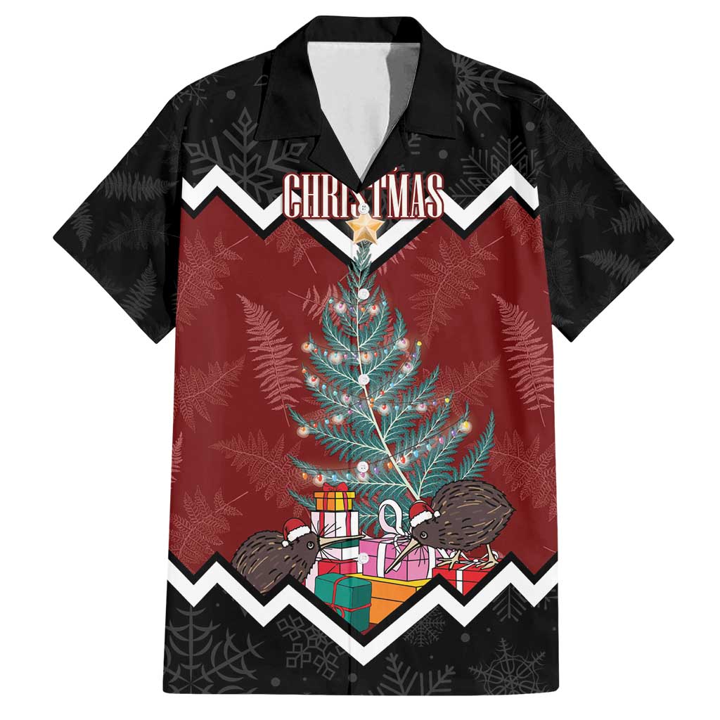 Personalised New Zealand Christmas Family Matching Tank Maxi Dress and Hawaiian Shirt Xmas Fern and Kiwi Birds