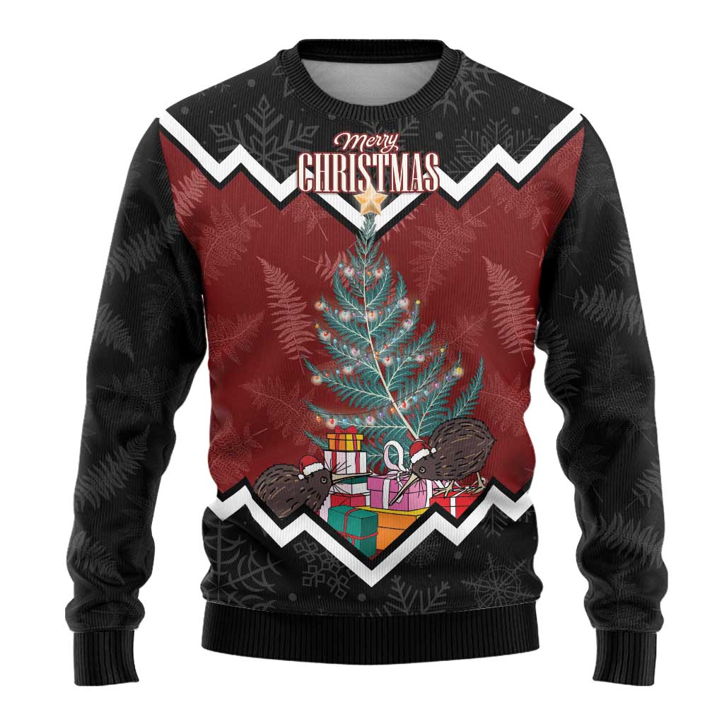 Personalised New Zealand Christmas Ugly Christmas Sweater Xmas Fern and Kiwi Birds