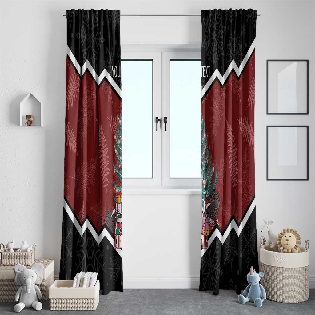 Personalised New Zealand Christmas Window Curtain Xmas Fern and Kiwi Birds
