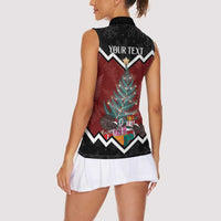 Personalised New Zealand Christmas Women Sleeveless Polo Shirt Xmas Fern and Kiwi Birds