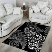 Aotearoa Personalized Lawn Bowls Maori Area Rug New Zealand Black Tribal Silver Fern - Polynesian Pride