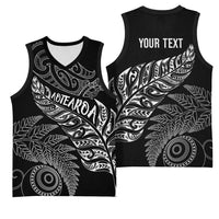 Aotearoa Personalized Lawn Bowls Maori Basketball Jersey New Zealand Black Tribal Silver Fern - Polynesian Pride