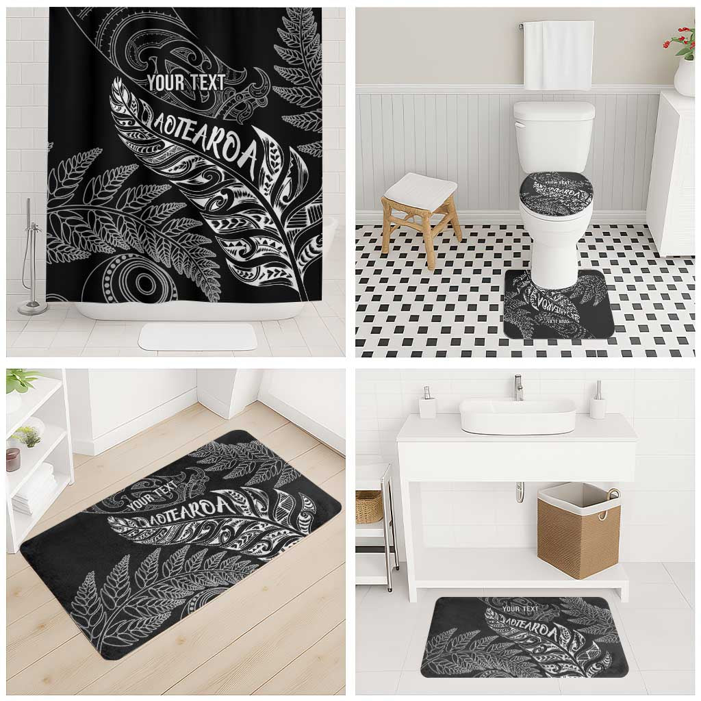 Aotearoa Personalized Lawn Bowls Maori Bathroom Set New Zealand Black Tribal Silver Fern - Polynesian Pride