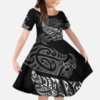 Aotearoa Personalized Lawn Bowls Maori Family Matching Mermaid Dress and Hawaiian Shirt New Zealand Black Tribal Silver Fern - Polynesian Pride