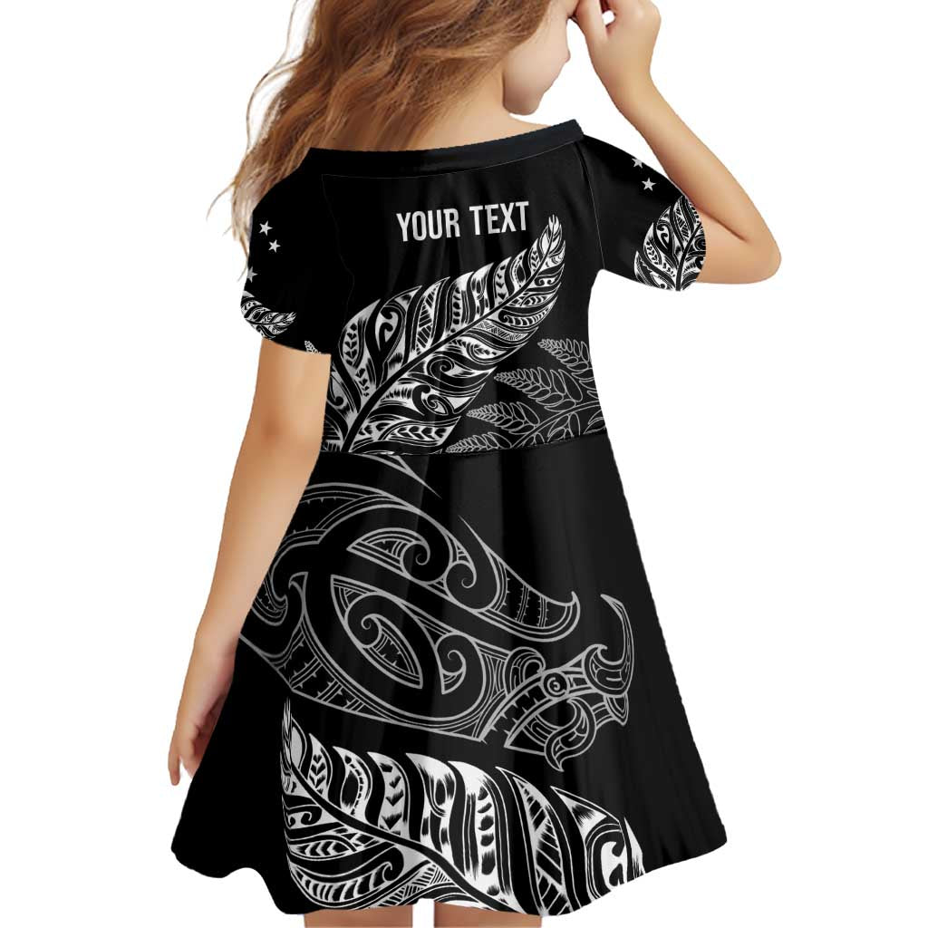 Aotearoa Personalized Lawn Bowls Maori Family Matching Off Shoulder Short Dress and Hawaiian Shirt New Zealand Black Tribal Silver Fern - Polynesian Pride