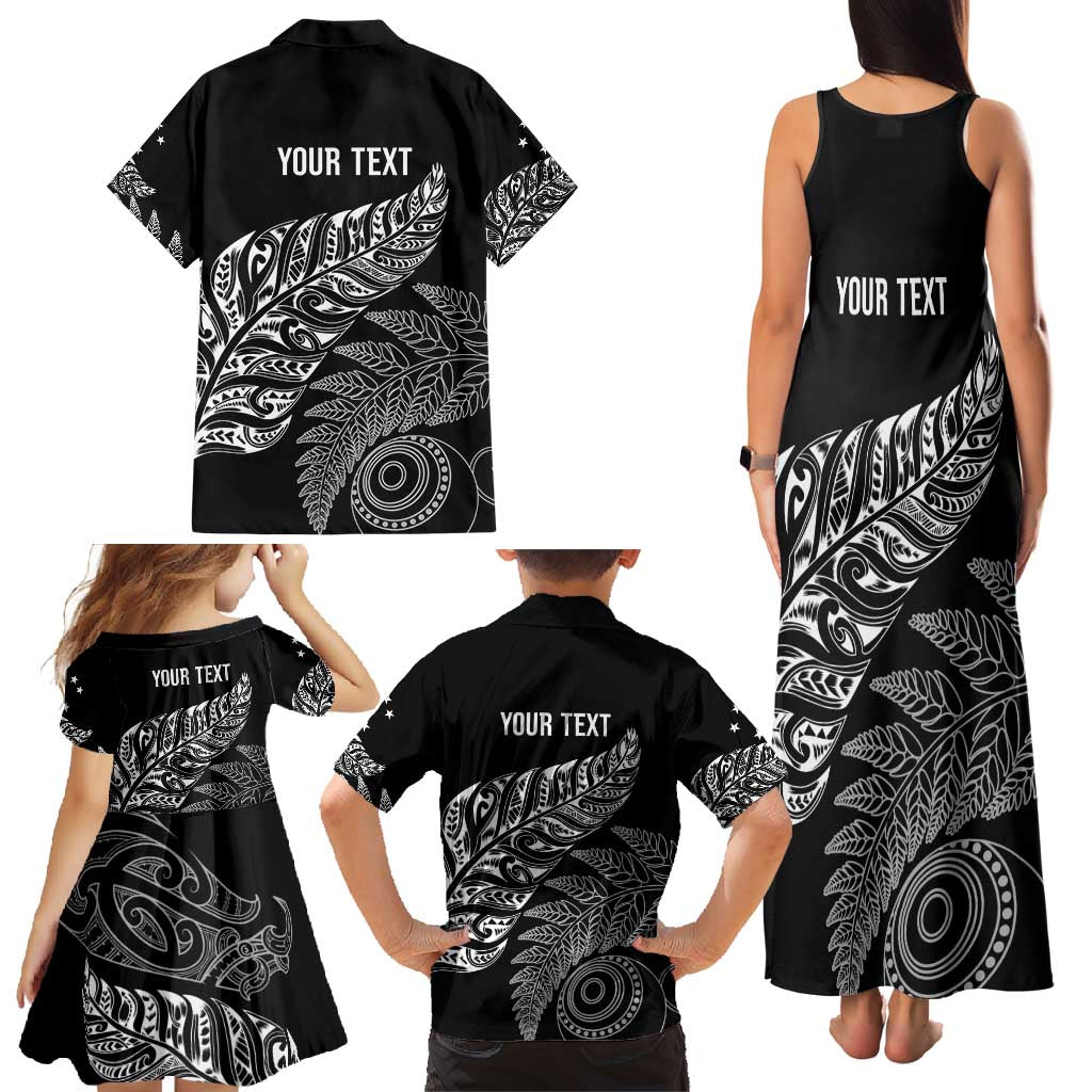 Aotearoa Personalized Lawn Bowls Maori Family Matching Tank Maxi Dress and Hawaiian Shirt New Zealand Black Tribal Silver Fern - Polynesian Pride