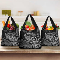 Aotearoa Personalized Lawn Bowls Maori Grocery Bag New Zealand Black Tribal Silver Fern - undefined