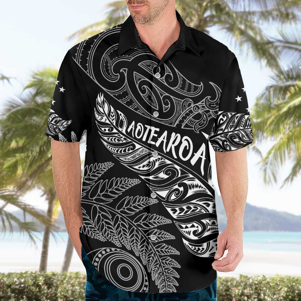 Aotearoa Personalized Lawn Bowls Maori Hawaiian Shirt New Zealand Black Tribal Silver Fern - Polynesian Pride