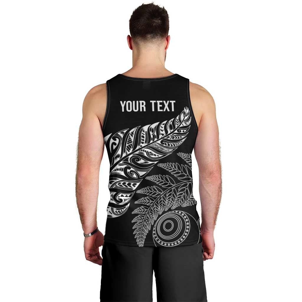 Aotearoa Personalized Lawn Bowls Maori Men Tank Top New Zealand Black Tribal Silver Fern - Polynesian Pride