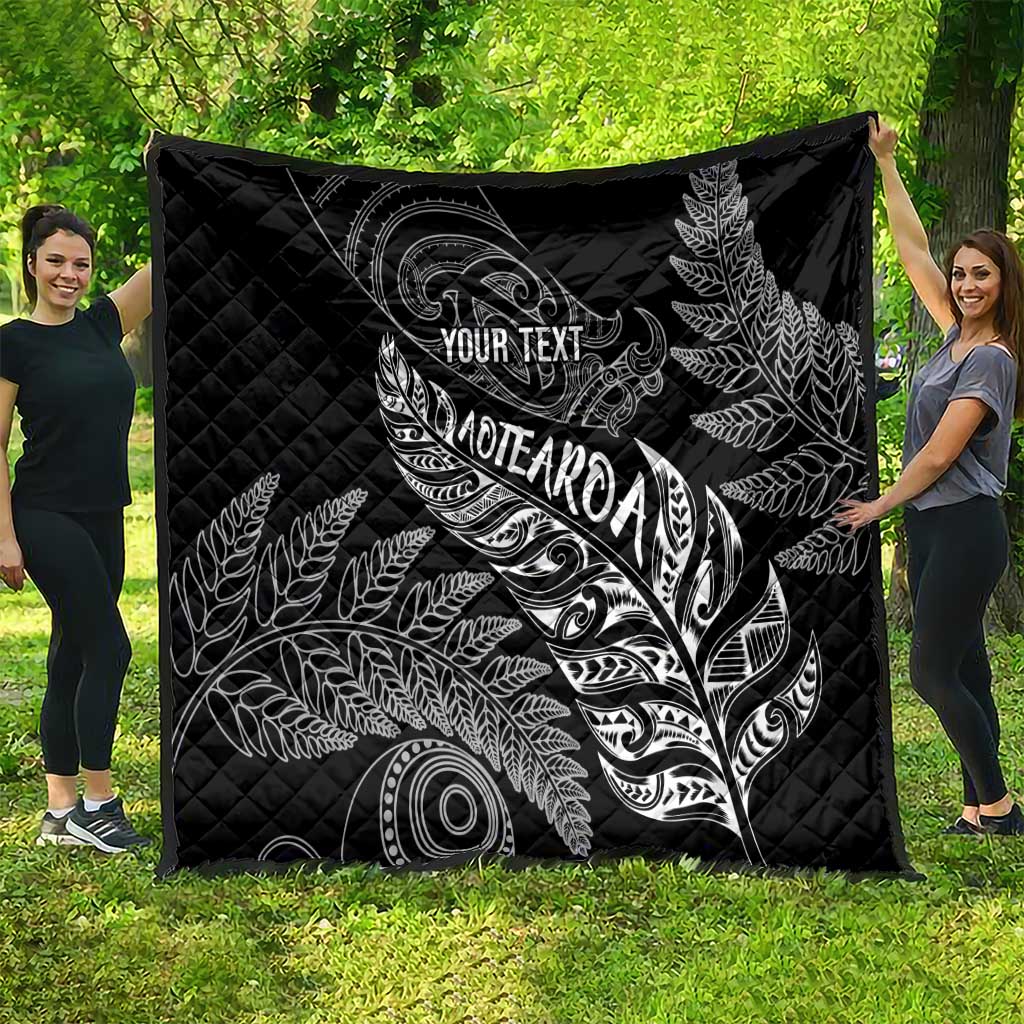 Aotearoa Personalized Lawn Bowls Maori Quilt New Zealand Black Tribal Silver Fern - Polynesian Pride