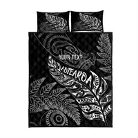 Aotearoa Personalized Lawn Bowls Maori Quilt Bed Set New Zealand Black Tribal Silver Fern - Polynesian Pride