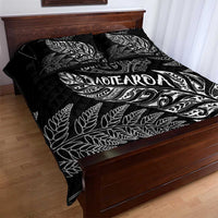 Aotearoa Personalized Lawn Bowls Maori Quilt Bed Set New Zealand Black Tribal Silver Fern - Polynesian Pride