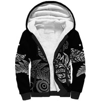 Aotearoa Personalized Lawn Bowls Maori Sherpa Hoodie New Zealand Black Tribal Silver Fern - Polynesian Pride