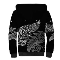 Aotearoa Personalized Lawn Bowls Maori Sherpa Hoodie New Zealand Black Tribal Silver Fern - Polynesian Pride