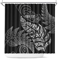 Aotearoa Personalized Lawn Bowls Maori Shower Curtain New Zealand Black Tribal Silver Fern - Polynesian Pride