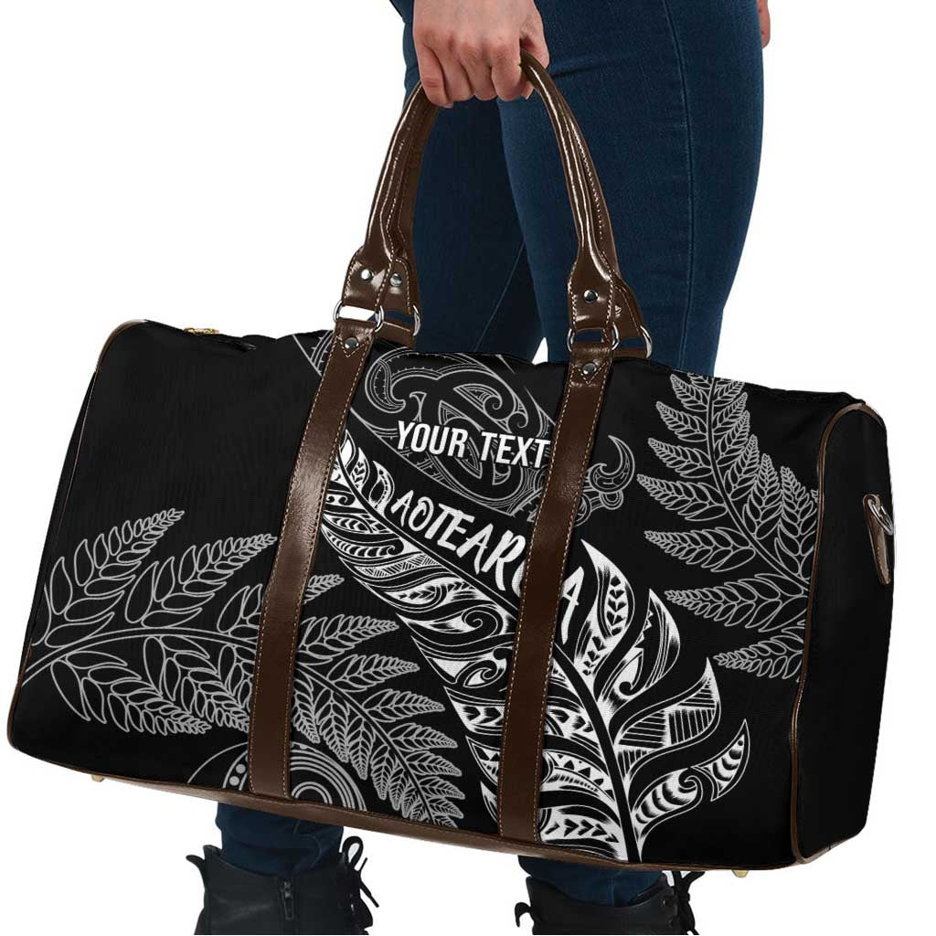 Aotearoa Personalized Lawn Bowls Maori Travel Bag New Zealand Black Tribal Silver Fern - Polynesian Pride