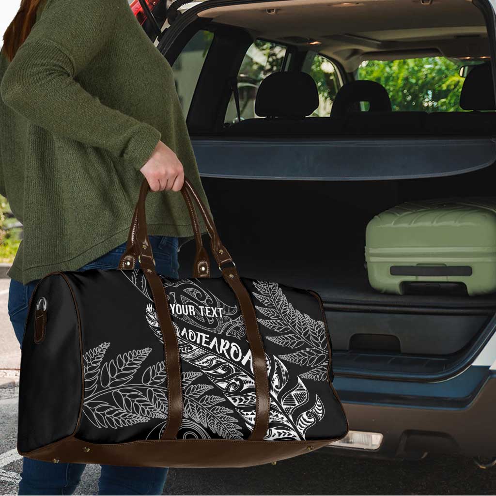 Aotearoa Personalized Lawn Bowls Maori Travel Bag New Zealand Black Tribal Silver Fern - Polynesian Pride