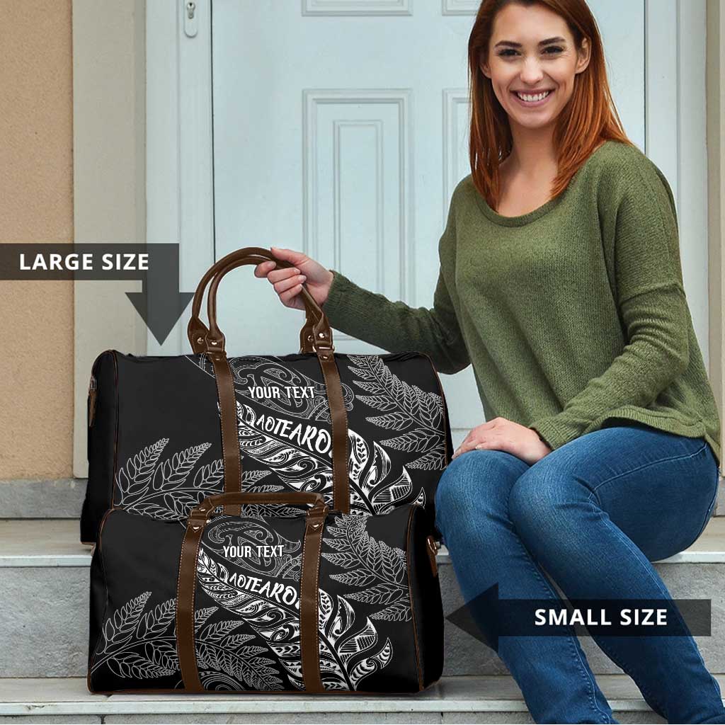 Aotearoa Personalized Lawn Bowls Maori Travel Bag New Zealand Black Tribal Silver Fern - Polynesian Pride