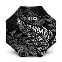 Aotearoa Personalized Lawn Bowls Maori Umbrella New Zealand Black Tribal Silver Fern - Polynesian Pride