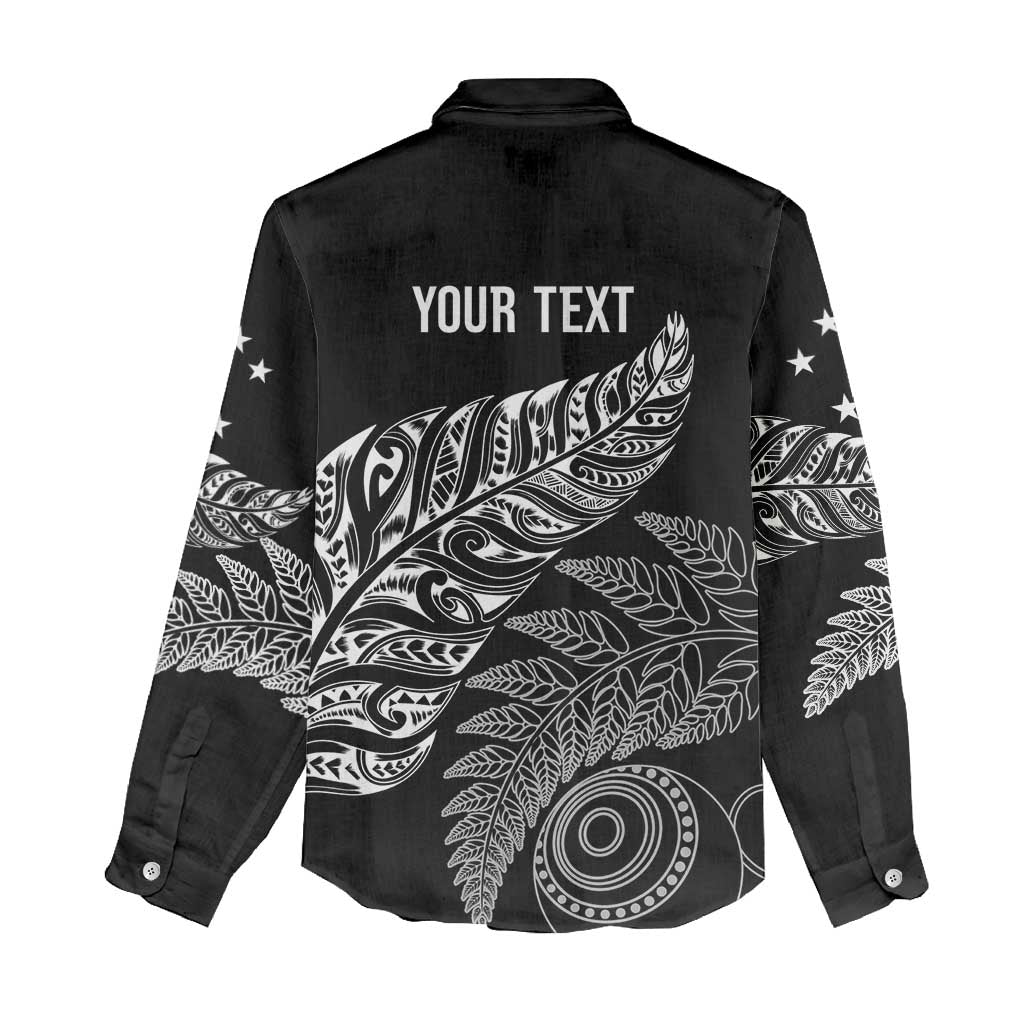 Aotearoa Personalized Lawn Bowls Maori Women Casual Shirt New Zealand Black Tribal Silver Fern - Polynesian Pride