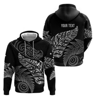 Aotearoa Personalized Lawn Bowls Maori Zip Hoodie New Zealand Black Tribal Silver Fern - Polynesian Pride